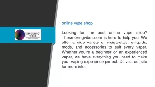 Online Vape Shop Thesmokingvibes.com