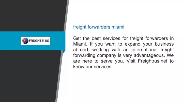 freight forwarders miami get the best services