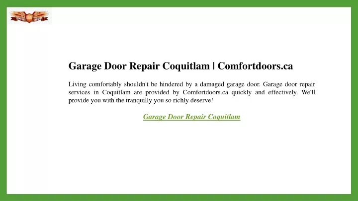 garage door repair coquitlam comfortdoors