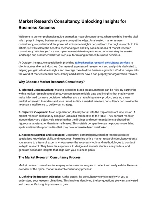 Market Research Consultancy - Unlocking Insights for Business Success
