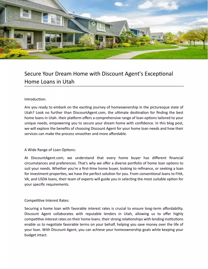 secure your dream home with discount agent