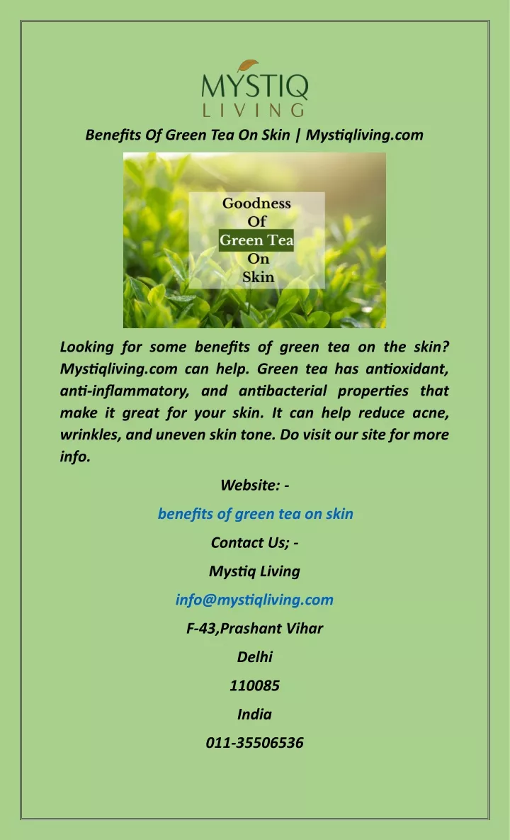 benefits of green tea on skin mystiqliving com