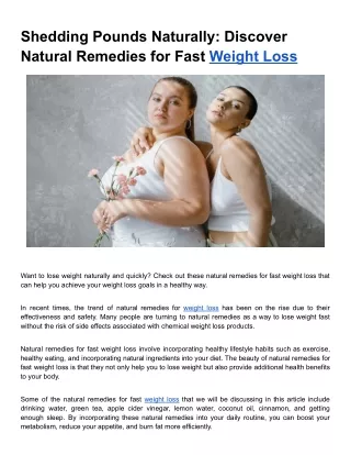 Shedding Pounds Naturally_ Discover Natural Remedies for Fast Weight Loss