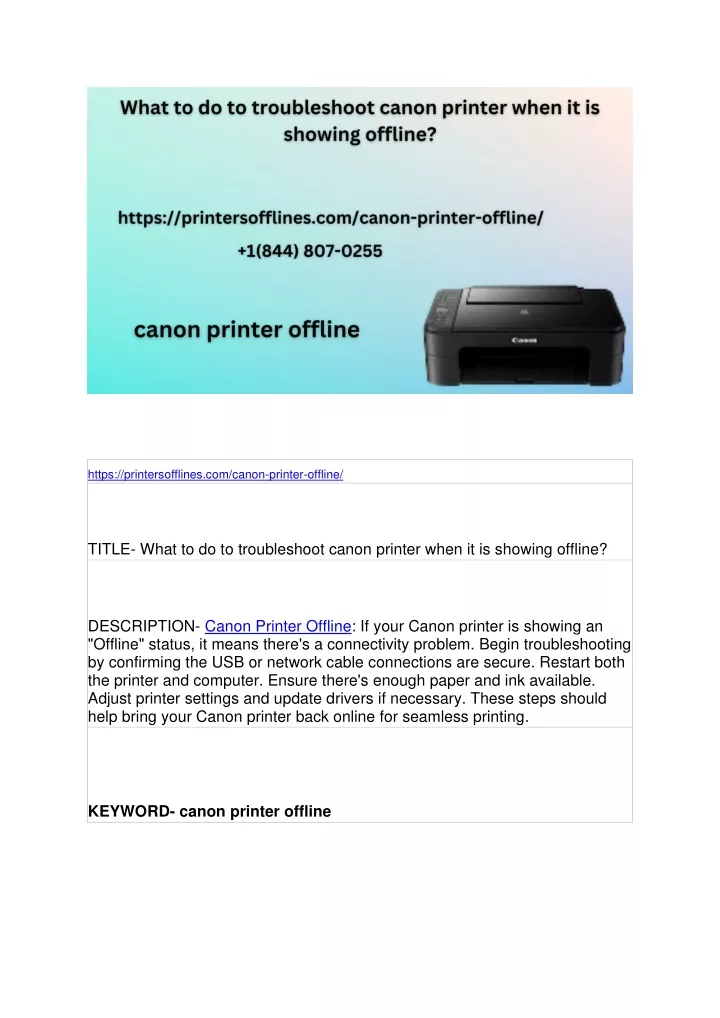 https printersofflines com canon printer offline