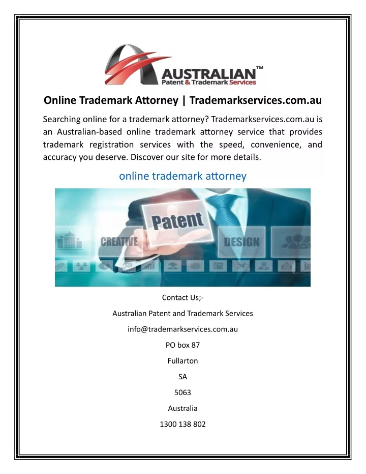 online trademark attorney trademarkservices com au