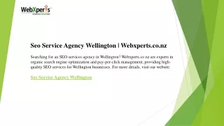 Seo Service Agency Wellington  Webxperts.co.nz