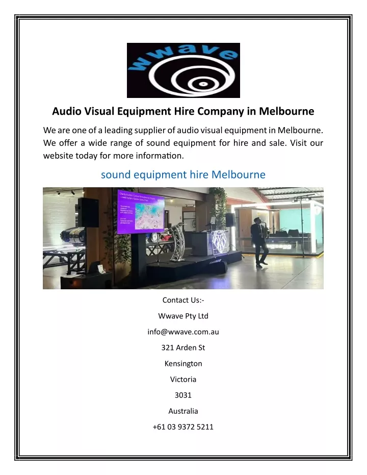 audio visual equipment hire company in melbourne