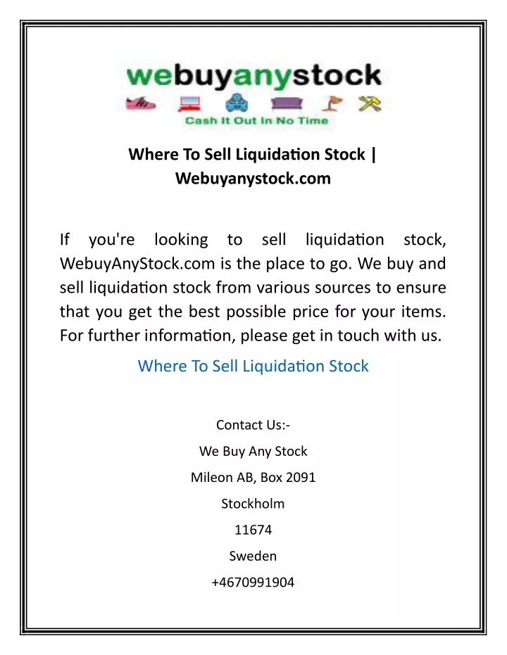 where to sell liquidation stock webuyanystock com