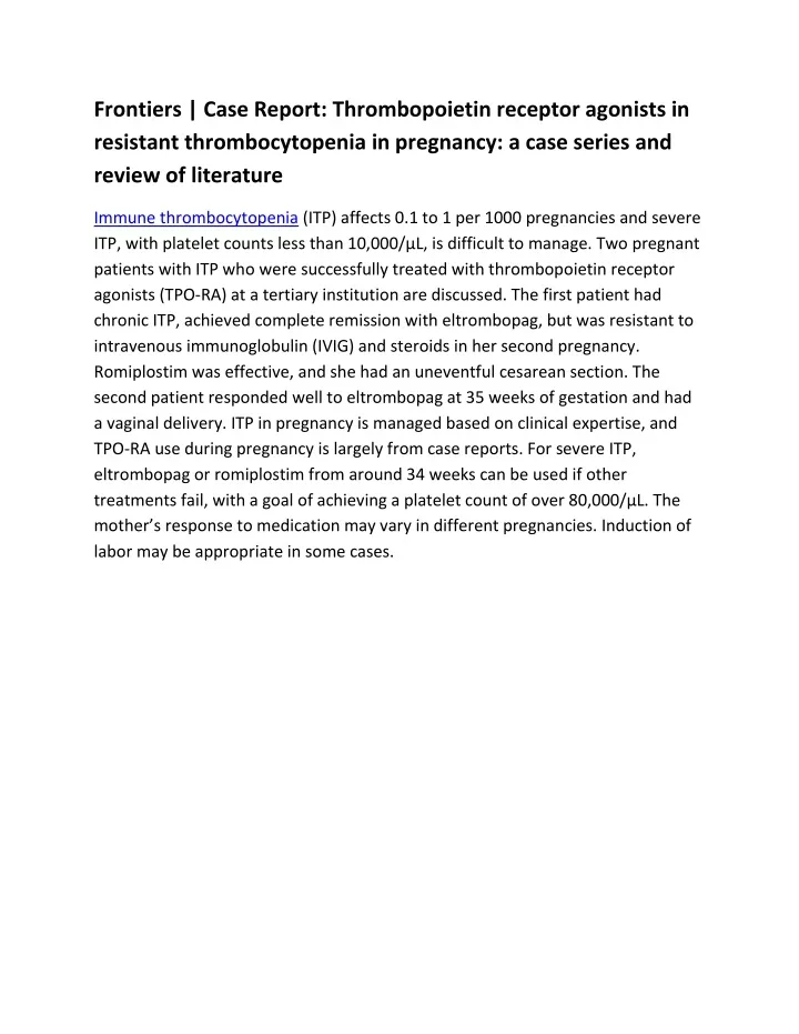 frontiers case report thrombopoietin receptor