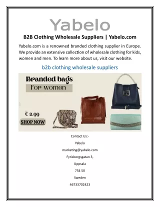 B2B Clothing Wholesale Suppliers  Yabelo.com