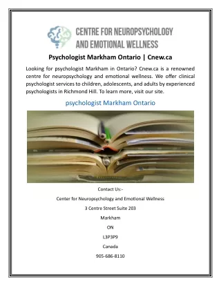 Psychologist Markham Ontario  Cnew.ca