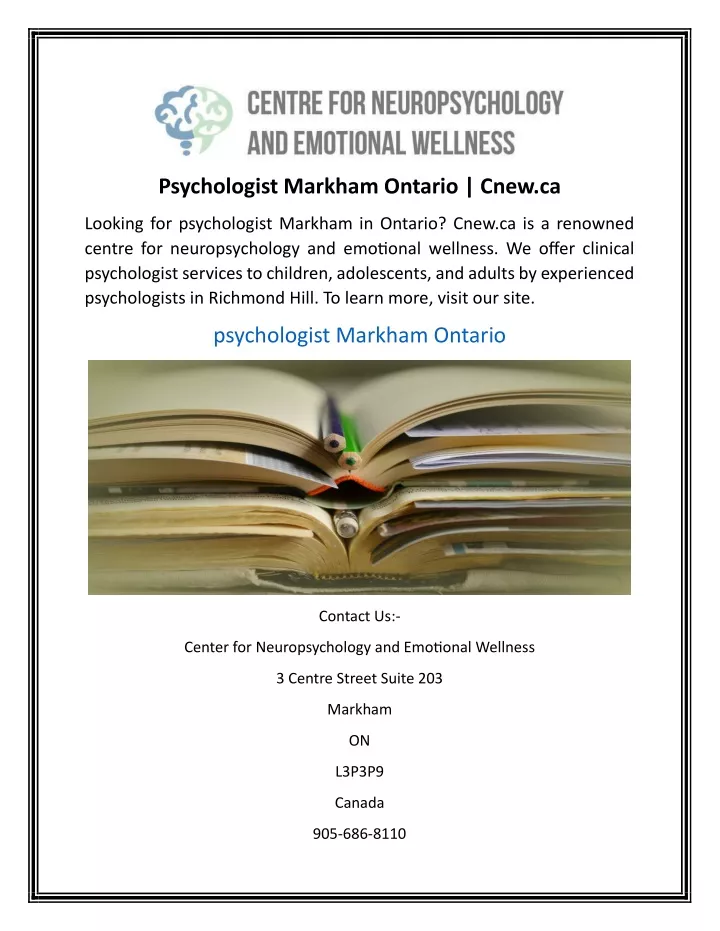 psychologist markham ontario cnew ca