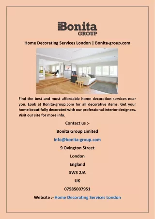 Home Decorating Services London  Bonita group com