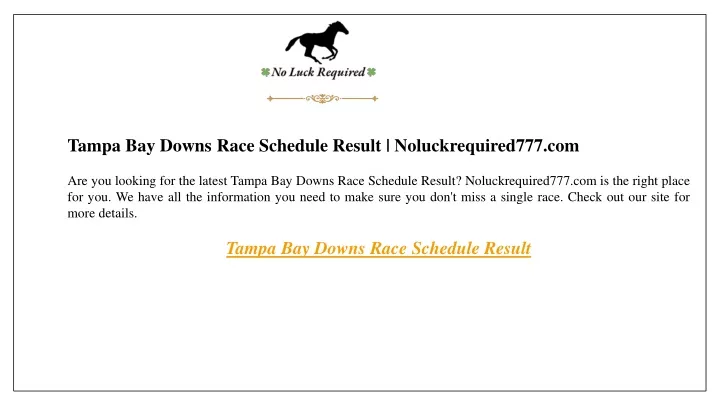 tampa bay downs race schedule result