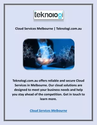 Cloud Migration Melbourne | Teknologi.com.au