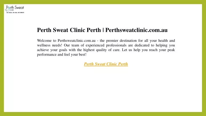 perth sweat clinic perth perthsweatclinic