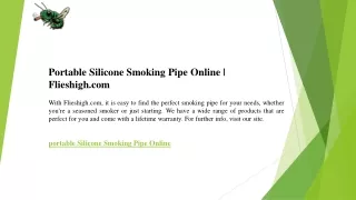 Portable Silicone Smoking Pipe Online  Flieshigh.com