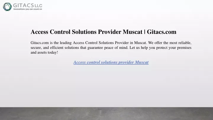 access control solutions provider muscat gitacs