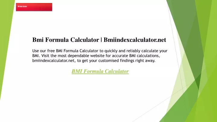 bmi formula calculator bmiindexcalculator