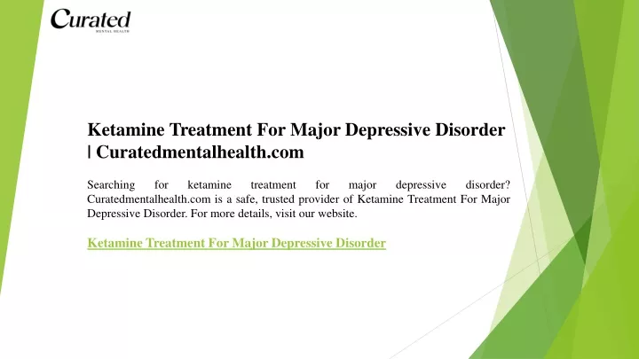 ketamine treatment for major depressive disorder