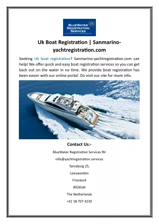Uk Boat Registration Sanmarino-yachtregistration