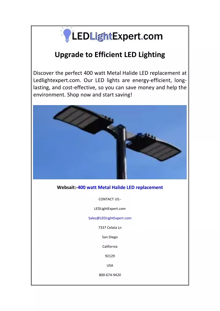 upgrade to efficient led lighting