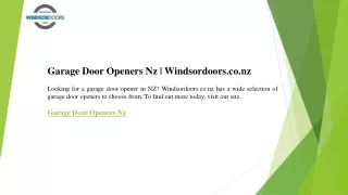 Garage Door Openers Nz  Windsordoors.co.nz