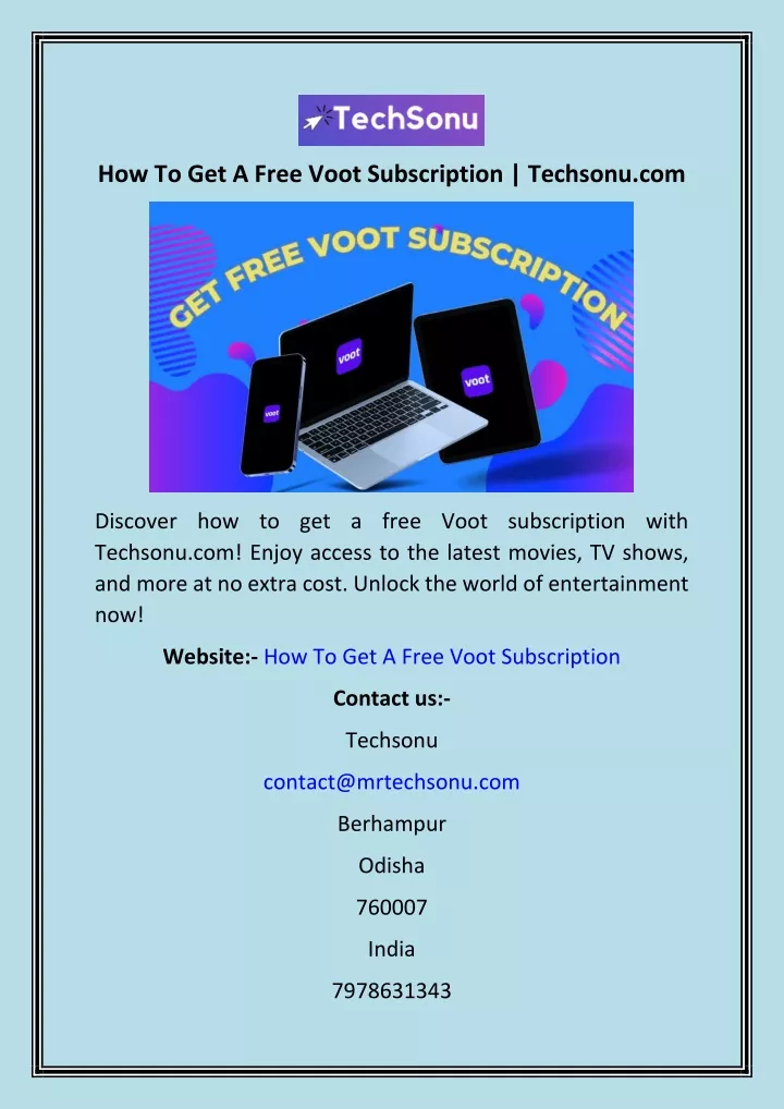 how to get a free voot subscription techsonu com