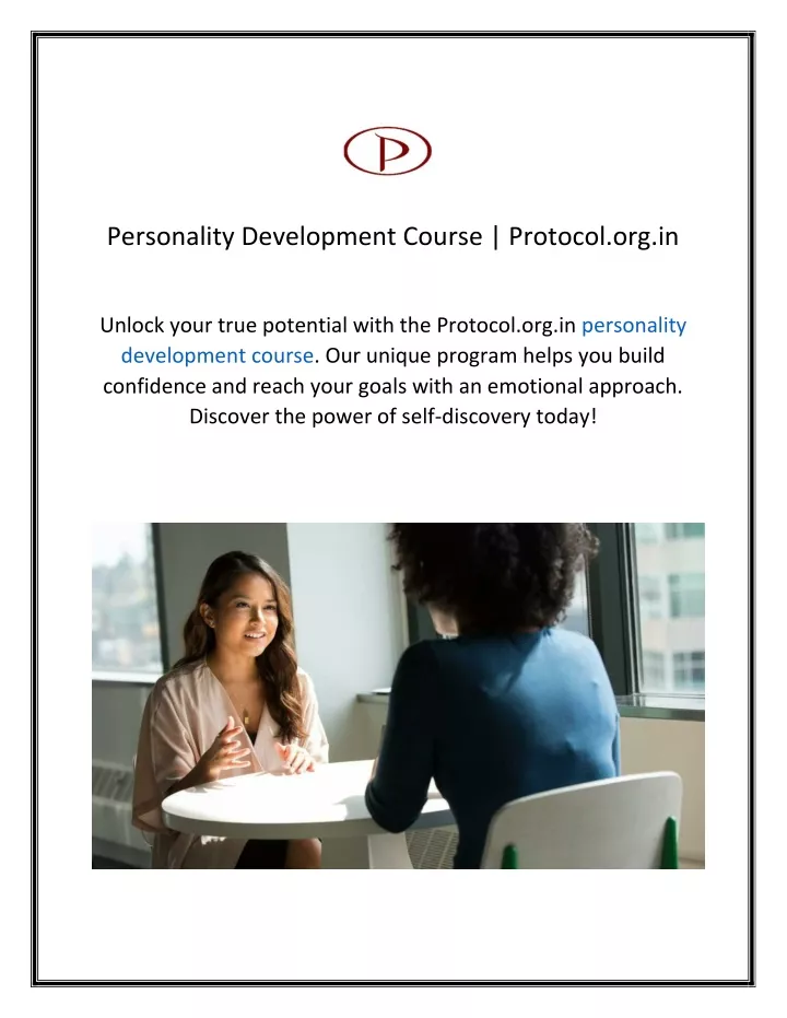 personality development course protocol org in