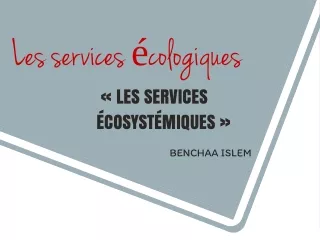 les services cologiques les services cosyst miques