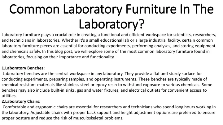 common laboratory furniture in the common
