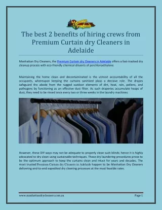 The best 2 benefits of hiring crews from Premium Curtain dry Cleaners in Adelaide