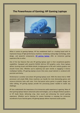 HP Gaming Laptops