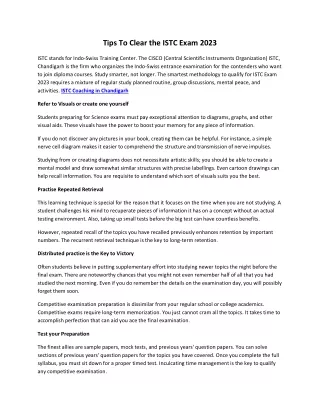 tips to clear the istc exam 2023