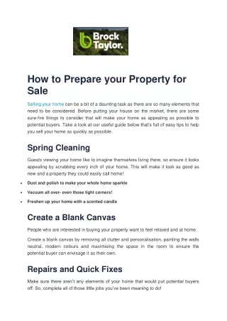 how to prepare your property for sale