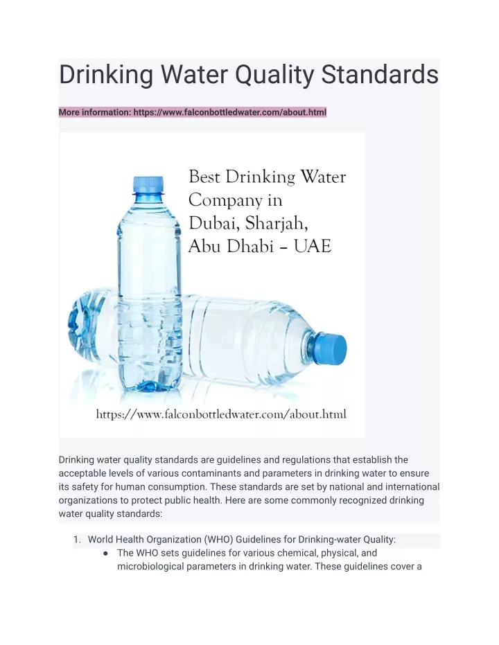 drinking water quality standards