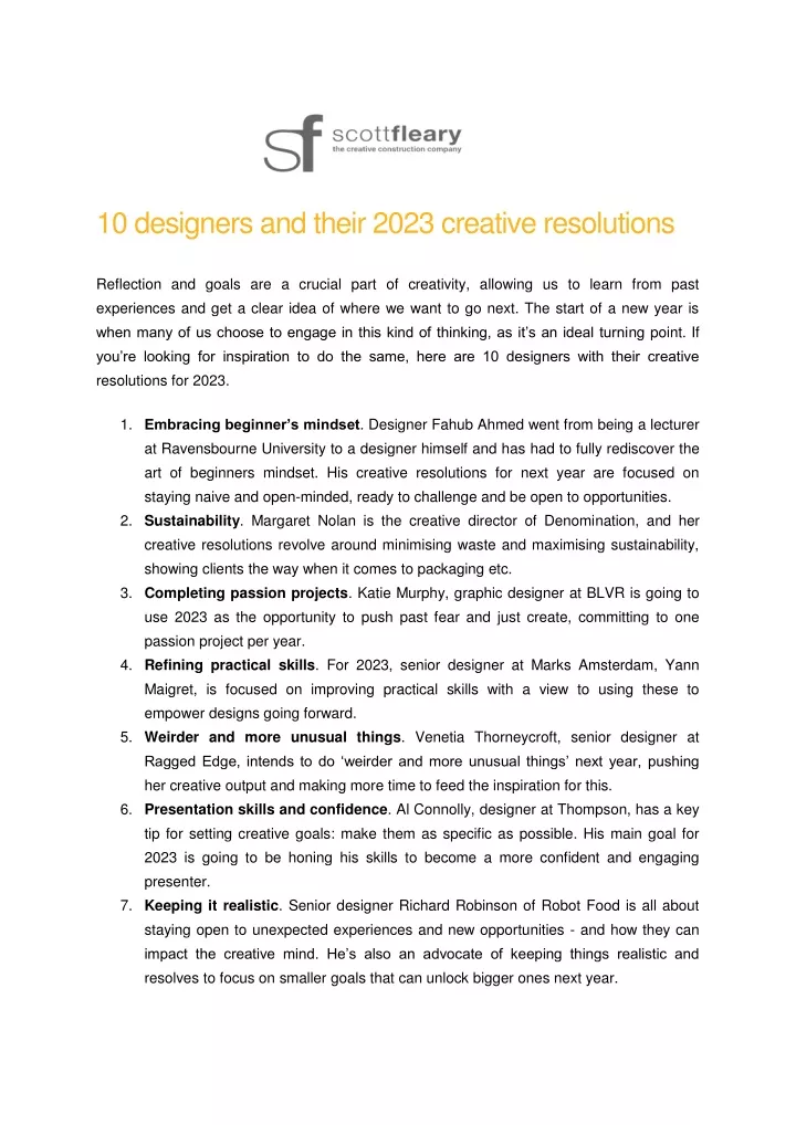 10 designers and their 2023 creative resolutions