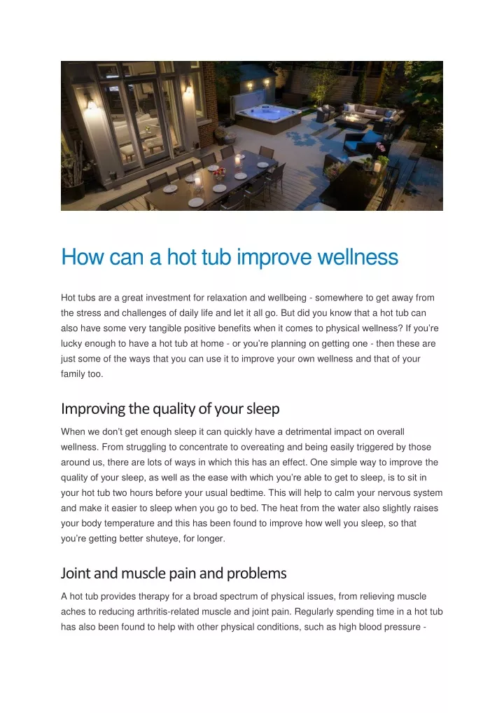 how can a hot tub improve wellness