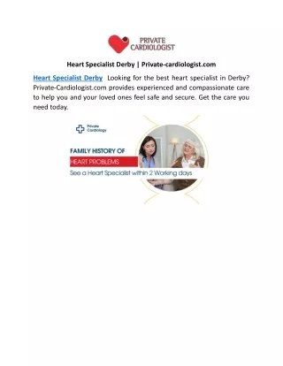 Heart Specialist Derby | Private-cardiologist.com