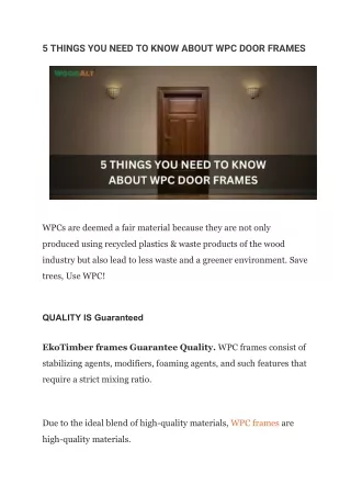5 things you need to know about wpc door frames
