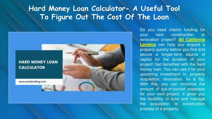 hard money loan calculator a useful tool