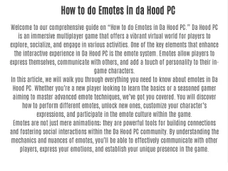 How to do Emotes in da Hood PC