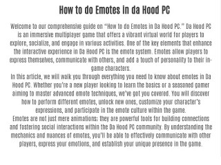 how to do emotes in da hood pc