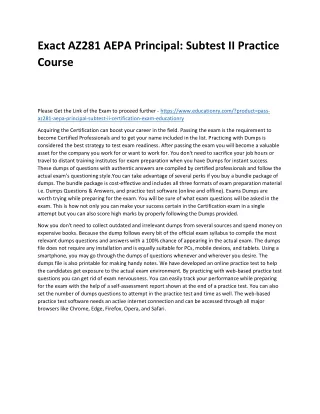 exact az281 aepa principal subtest ii practice