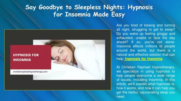 say goodbye to sleepless nights hypnosis