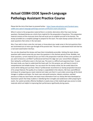 actual ce084 ceoe speech language pathology