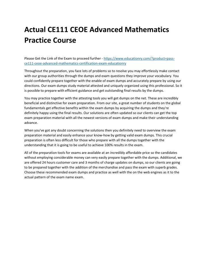 actual ce111 ceoe advanced mathematics practice