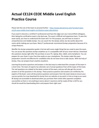 actual ce124 ceoe middle level english practice