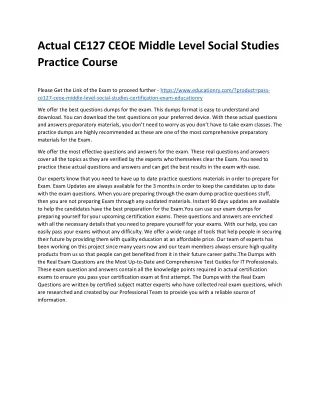 actual ce127 ceoe middle level social studies