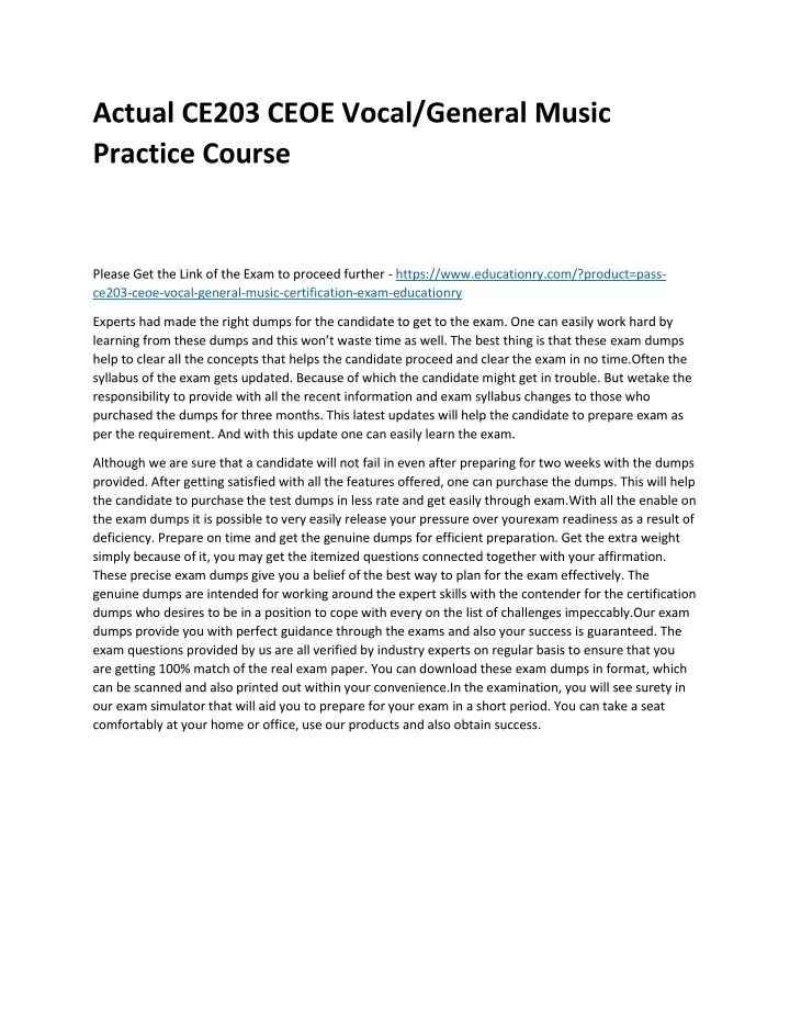 actual ce203 ceoe vocal general music practice